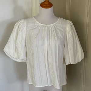Treasure & Bond cream textured puff sleeve blouse